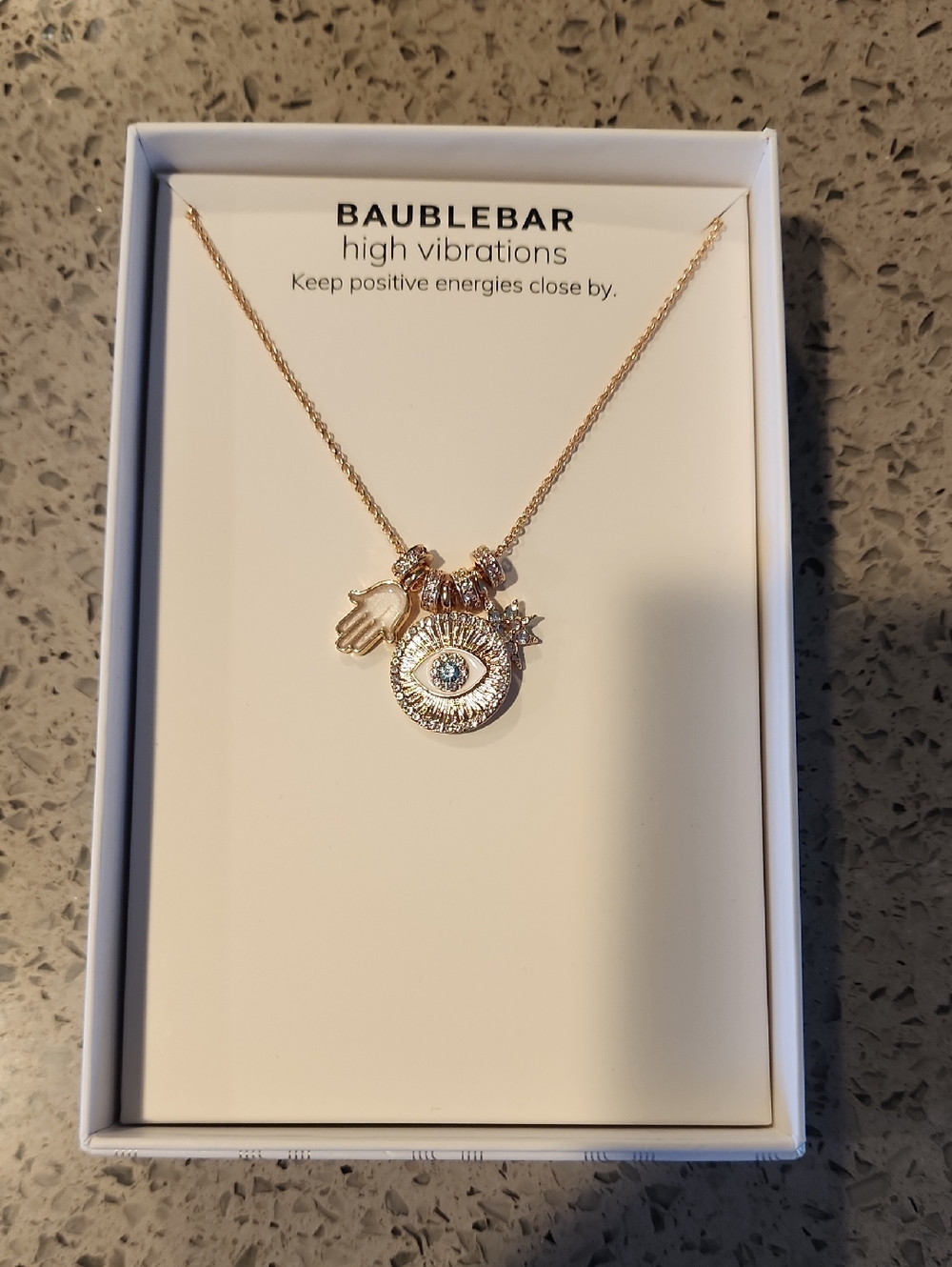 BaubleBar Gold Hamsa & Evil Eye Charm Necklace 19"